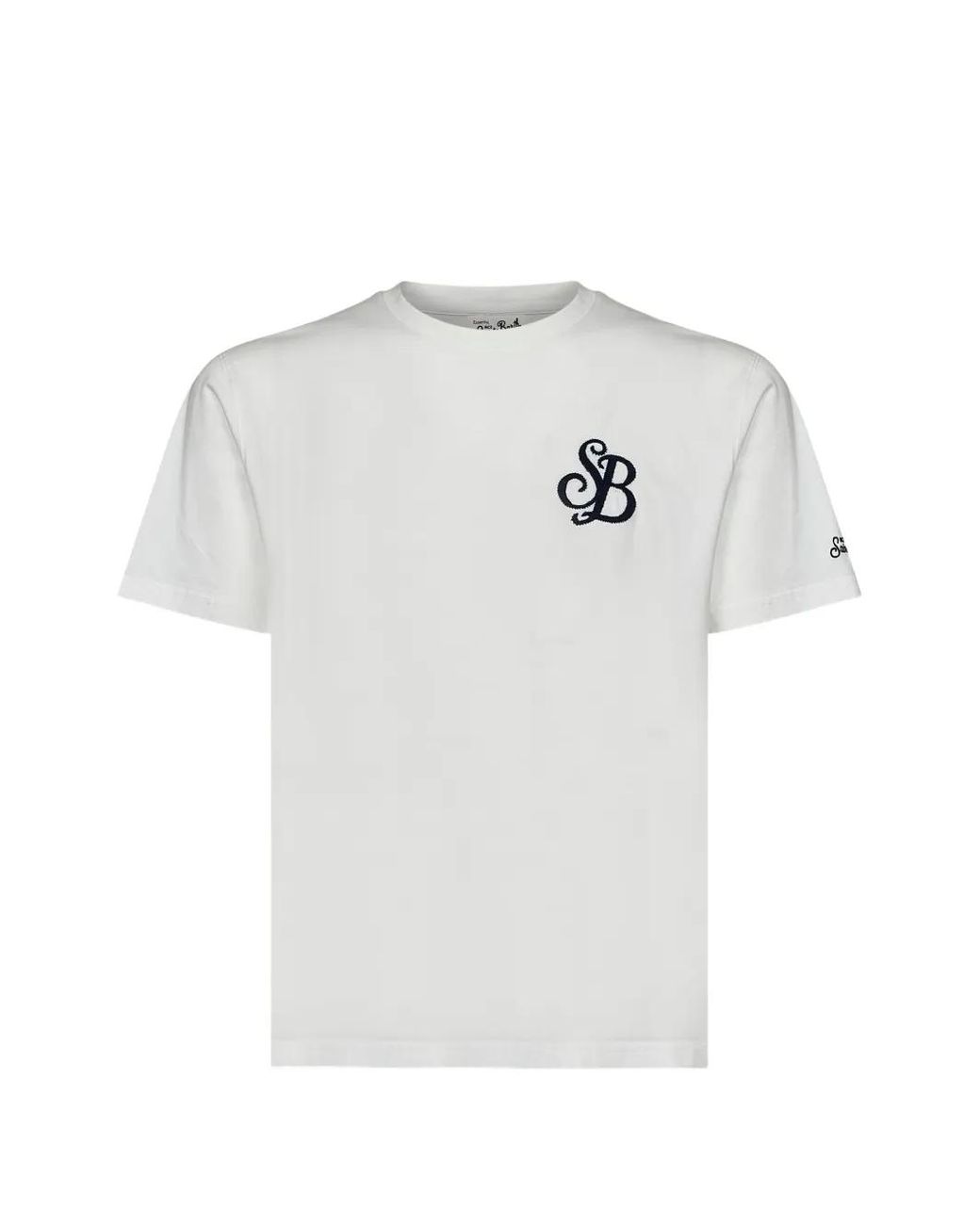 Mc2 Saint Barth White Off- Arnott Organic Cotton T-Shirt With Sb Legacy Monogram Embroidery for men
