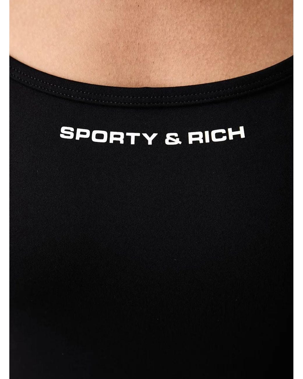 Sporty & Rich Black Joan Bold Logo-Print Flared Jumpsuit