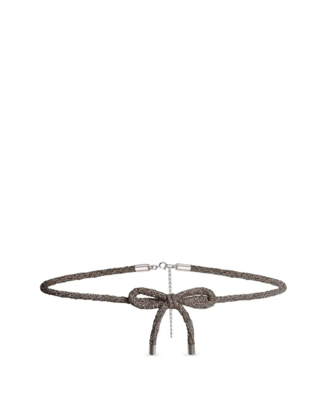 Alberta Ferretti Gray Bow Detail Belt