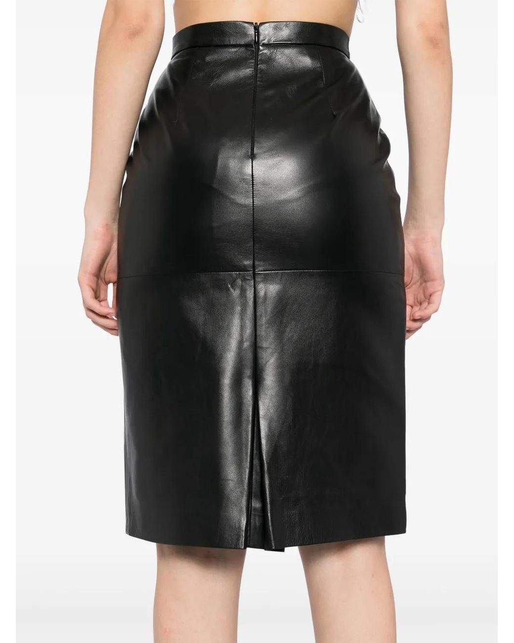 Ermanno Scervino Black Lambskin Pencil Skirt