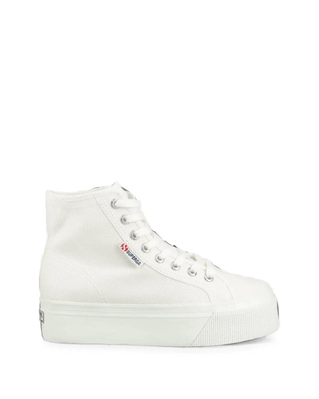 Superga White High-Top Platform Sneakers