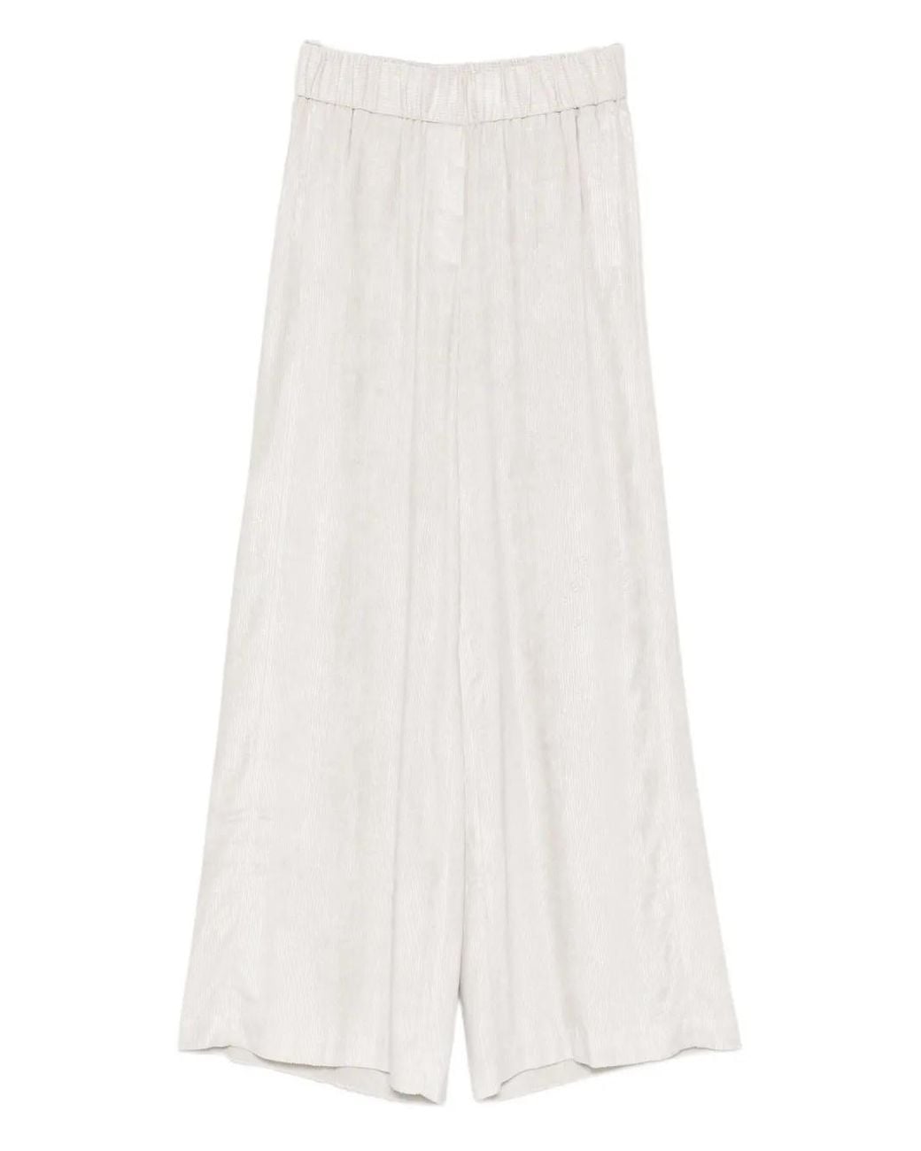 Peserico White Elastic-Waist Trousers