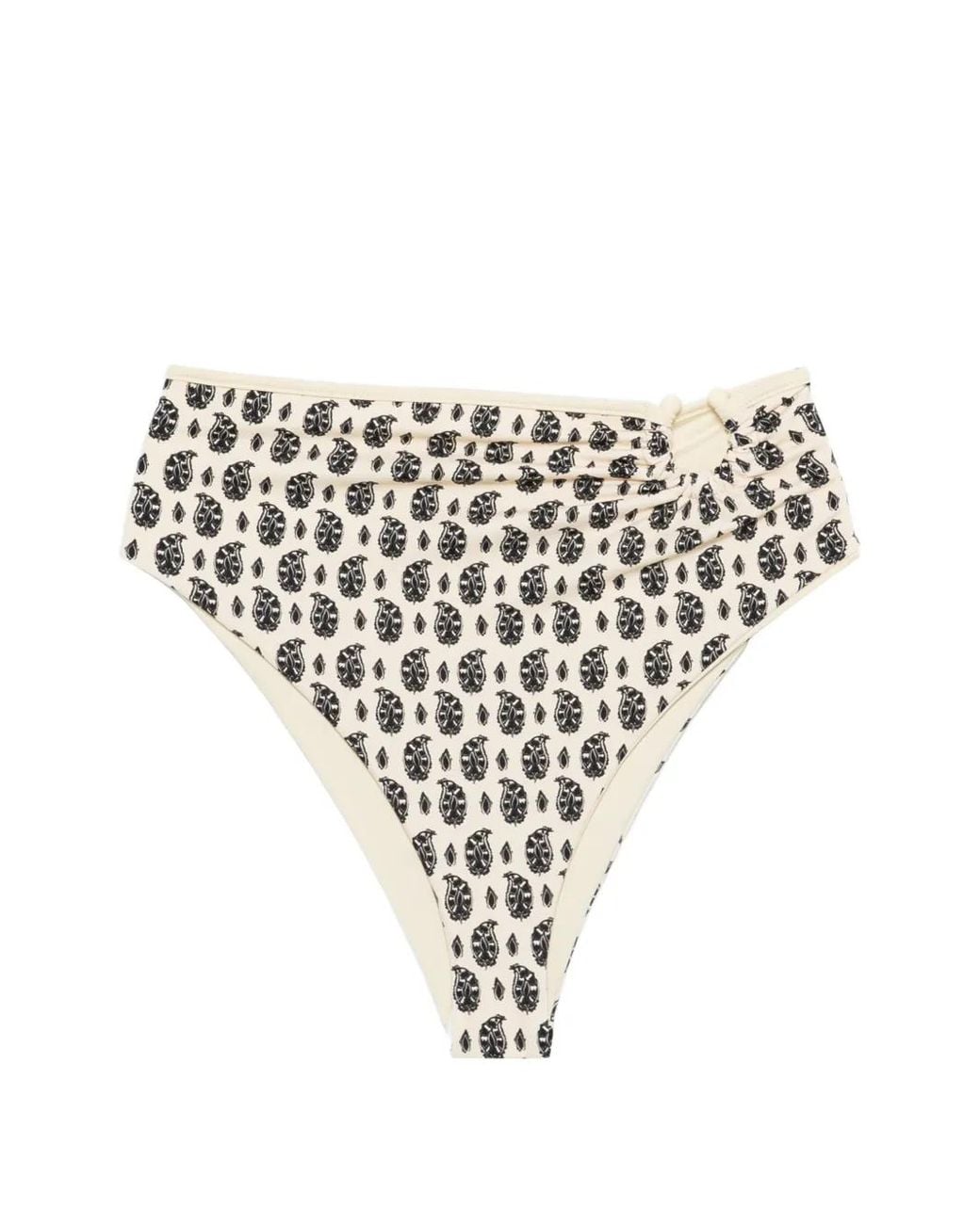 Johanna Ortiz White Taita Paisley-Pattern Bikini Bottoms