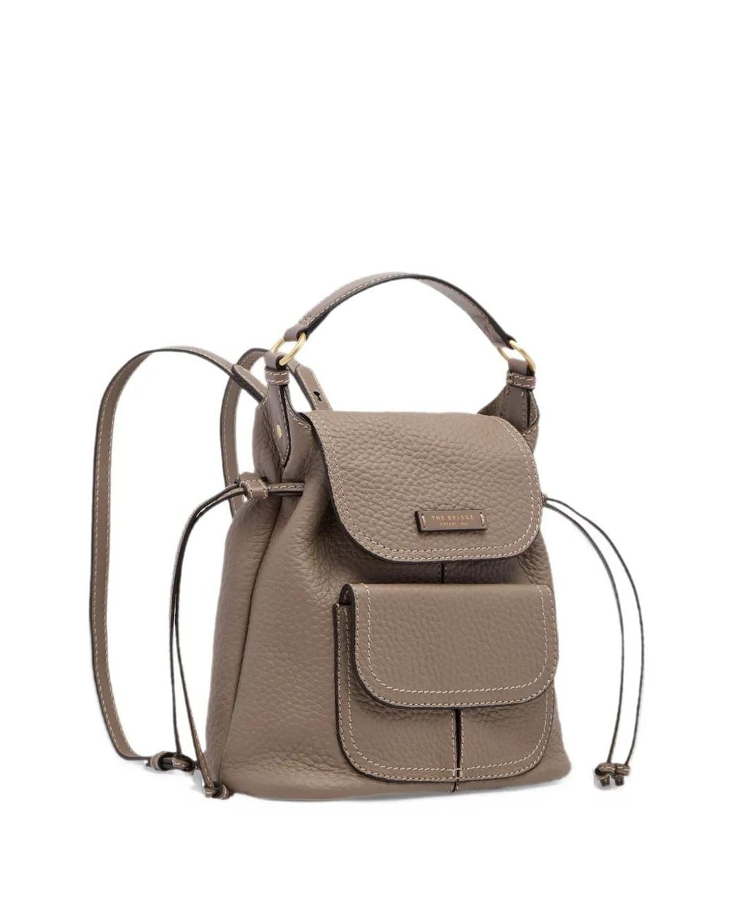 The Bridge Pebbled Leather Backpack in Brown | Lyst