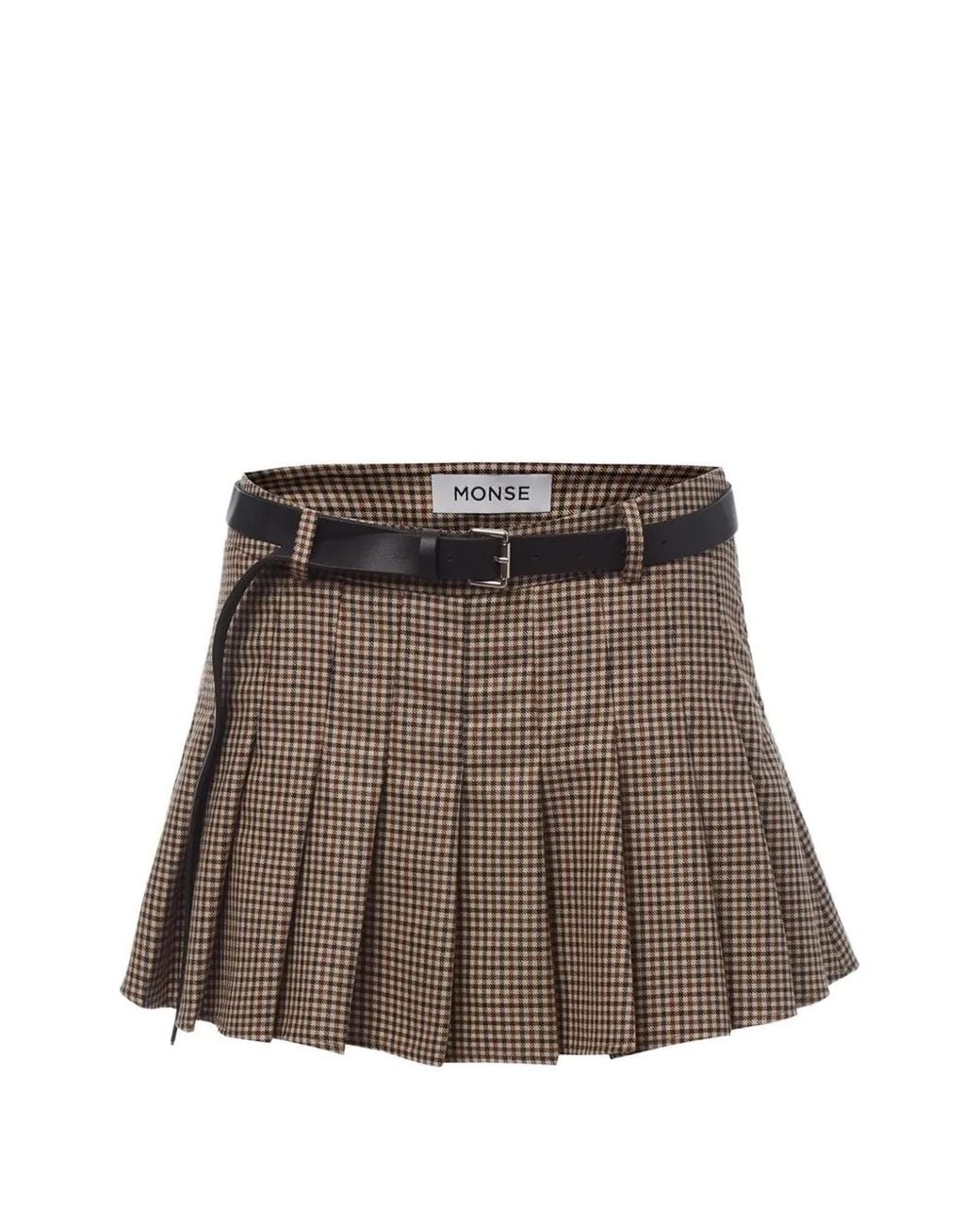 Monse Brown Pleated Belted Mini Skirt