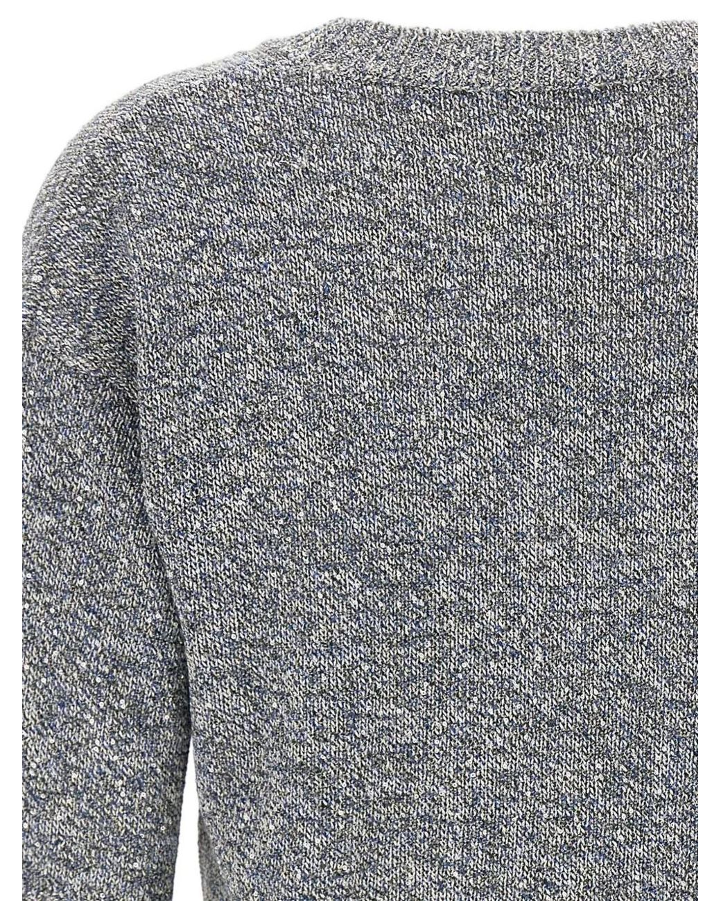 Kangra Gray Micro-Sequin V-Neck Sweater