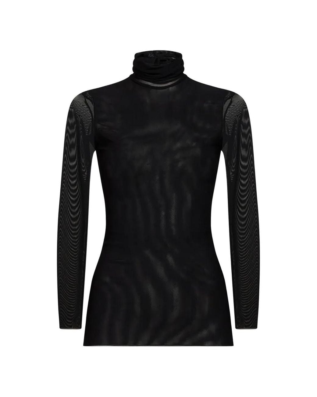 Blanca Vita Black Haut Manches Longues À Col Roulé Et Finitions Transparentes