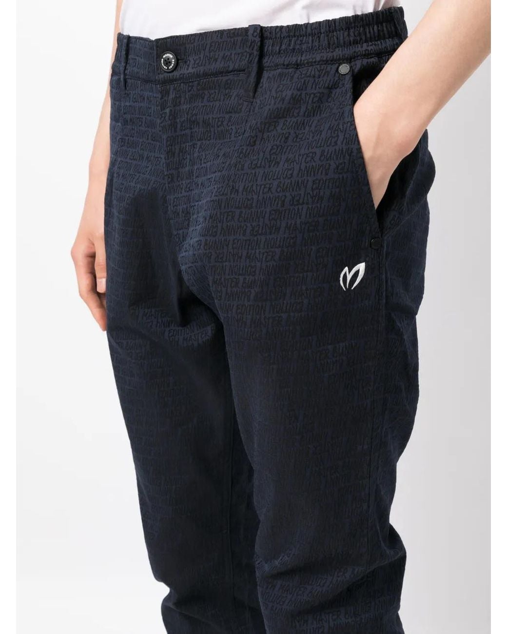 MASTER BUNNY EDITION Blue Logo-Print Water-Repellent Trousers for men
