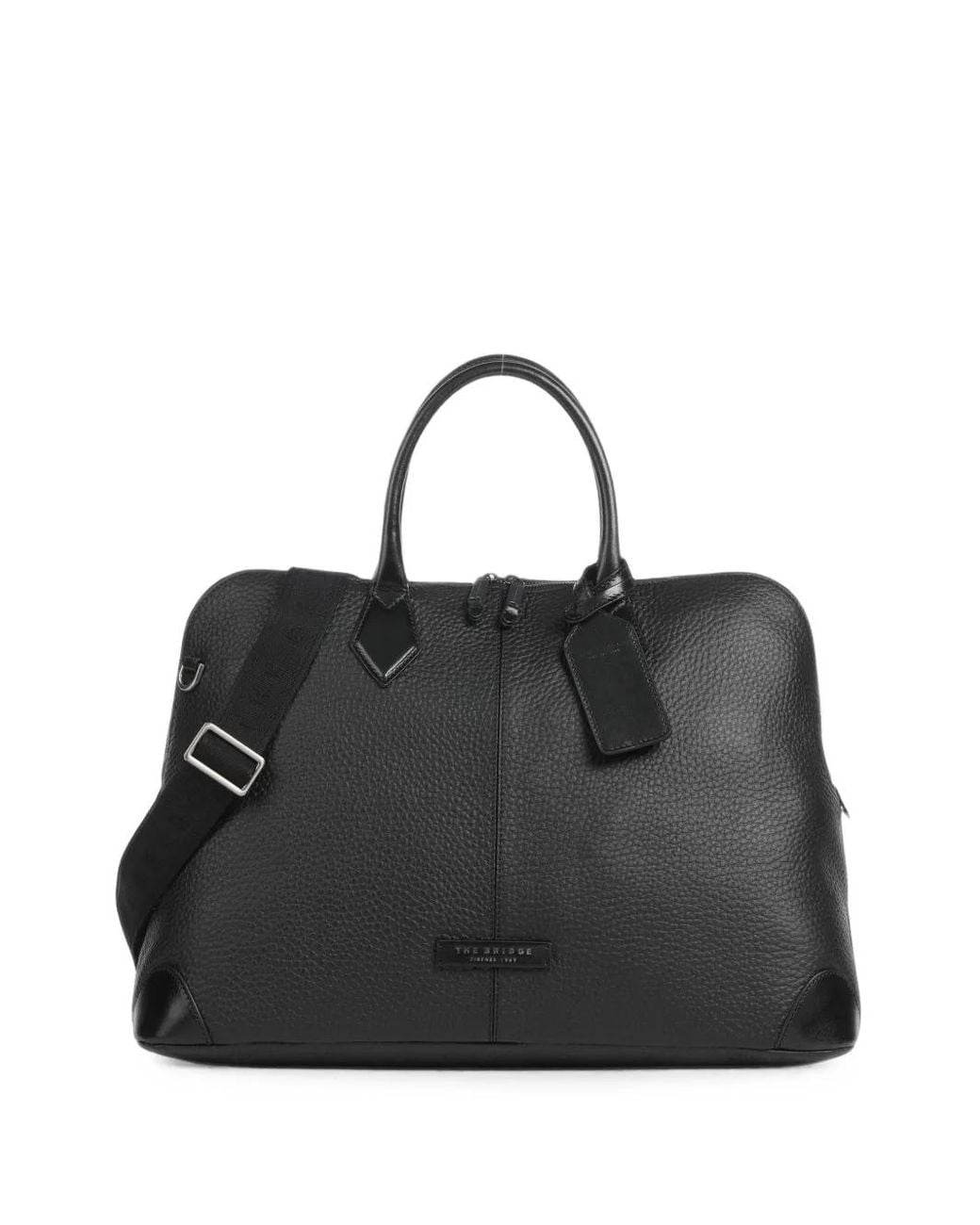 The Bridge Black Borsone Pebbled Leather Holdall