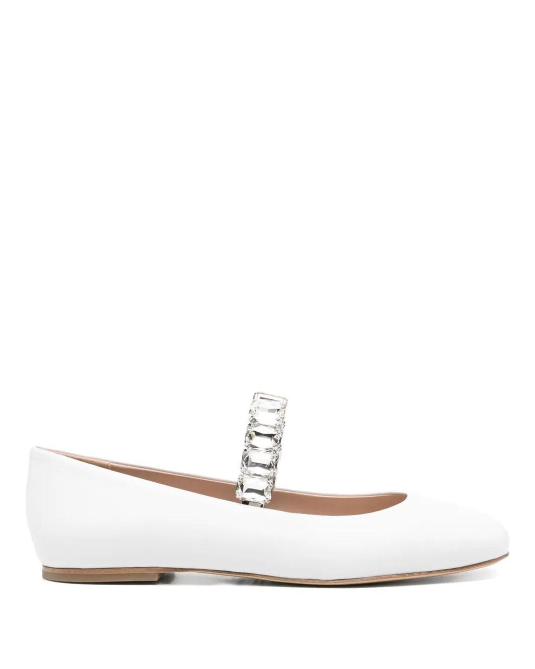 Casadei White Crystal Ballet Flats