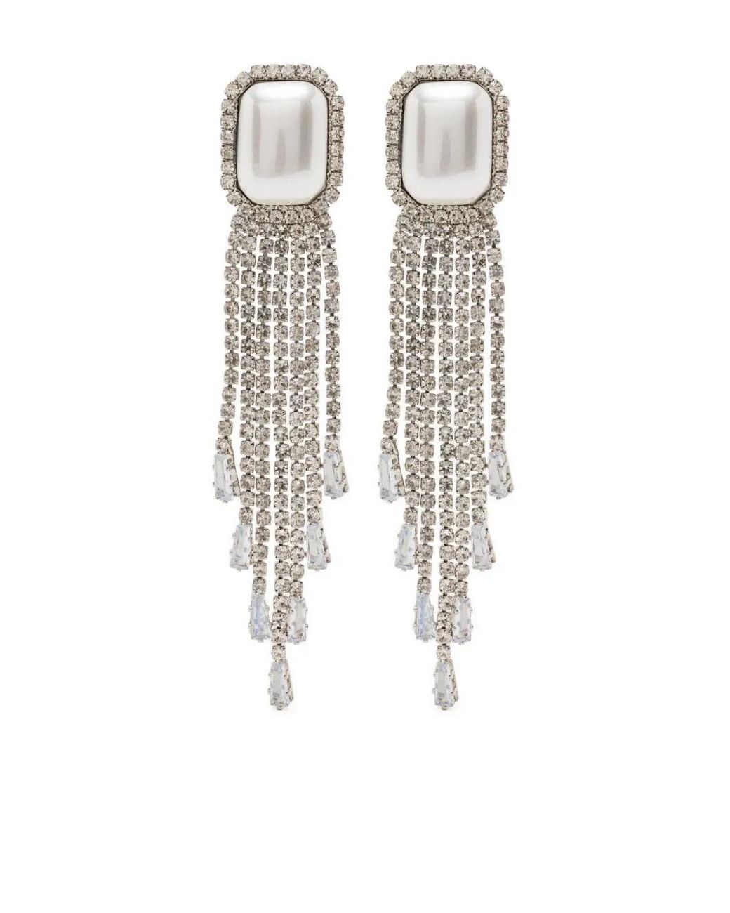 Hzmer Jewelry White Crystal-Embellished Drop Earrings