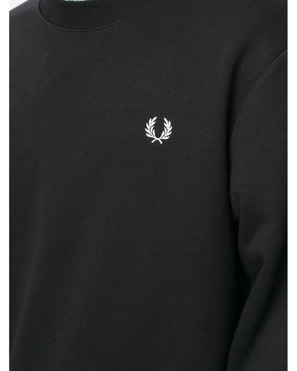 Fred Perry Black Embroidered Logo Crew-Neck Sweatshirt for men