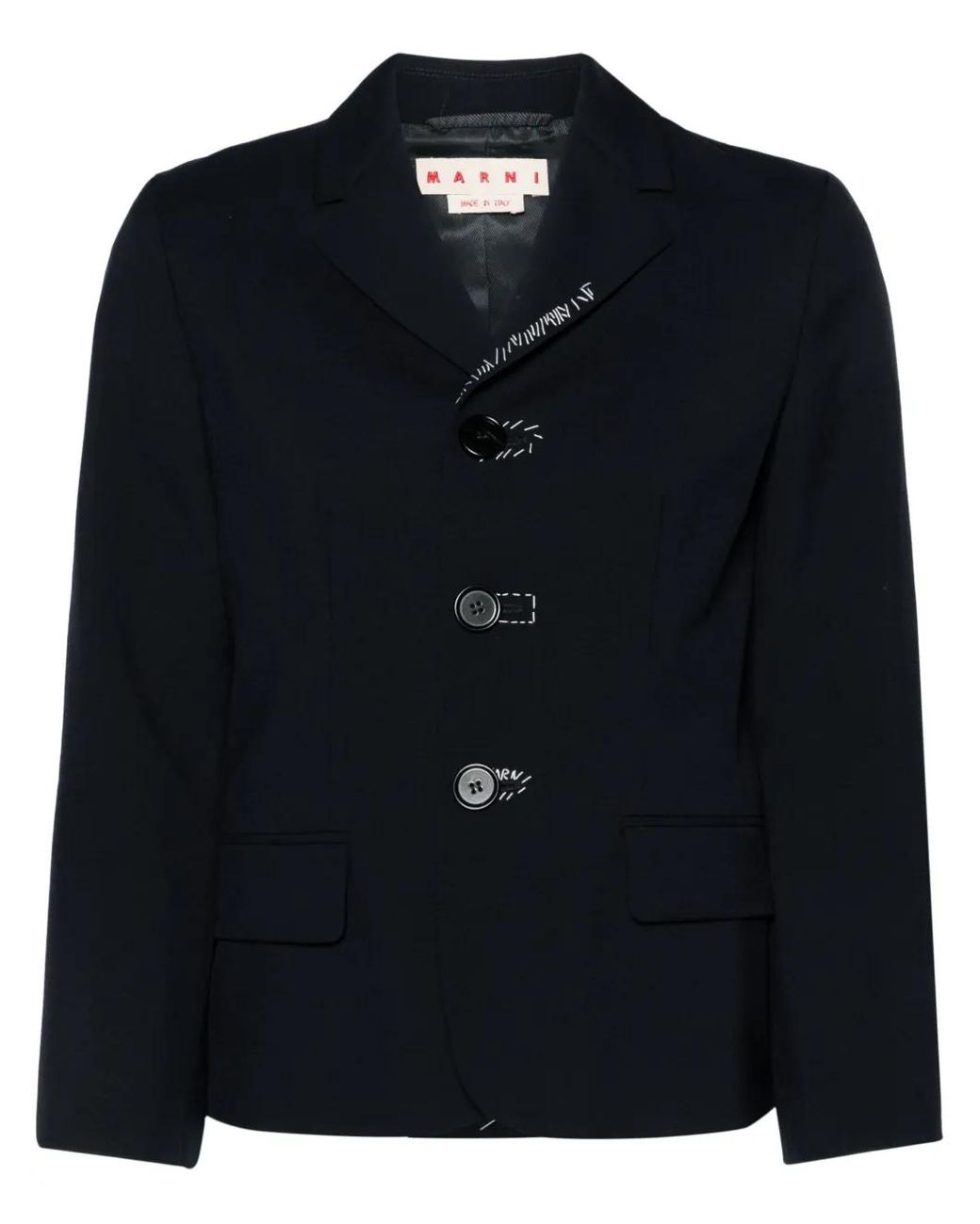 Marni Blue Elegant Mini Wool Jacket