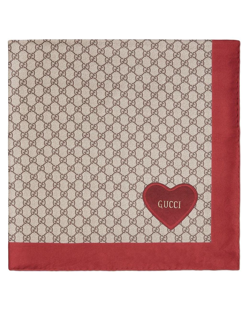 Gucci GG Supreme Embroidered Heart Scarf | Lyst