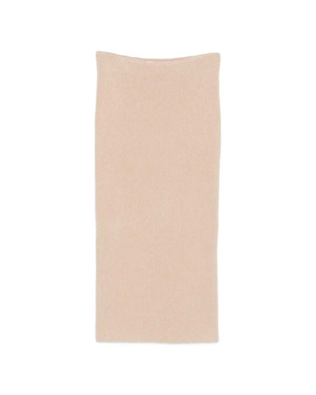 Malo White Jupe Crayon Mi-Longue En Maille À Design Côtelé