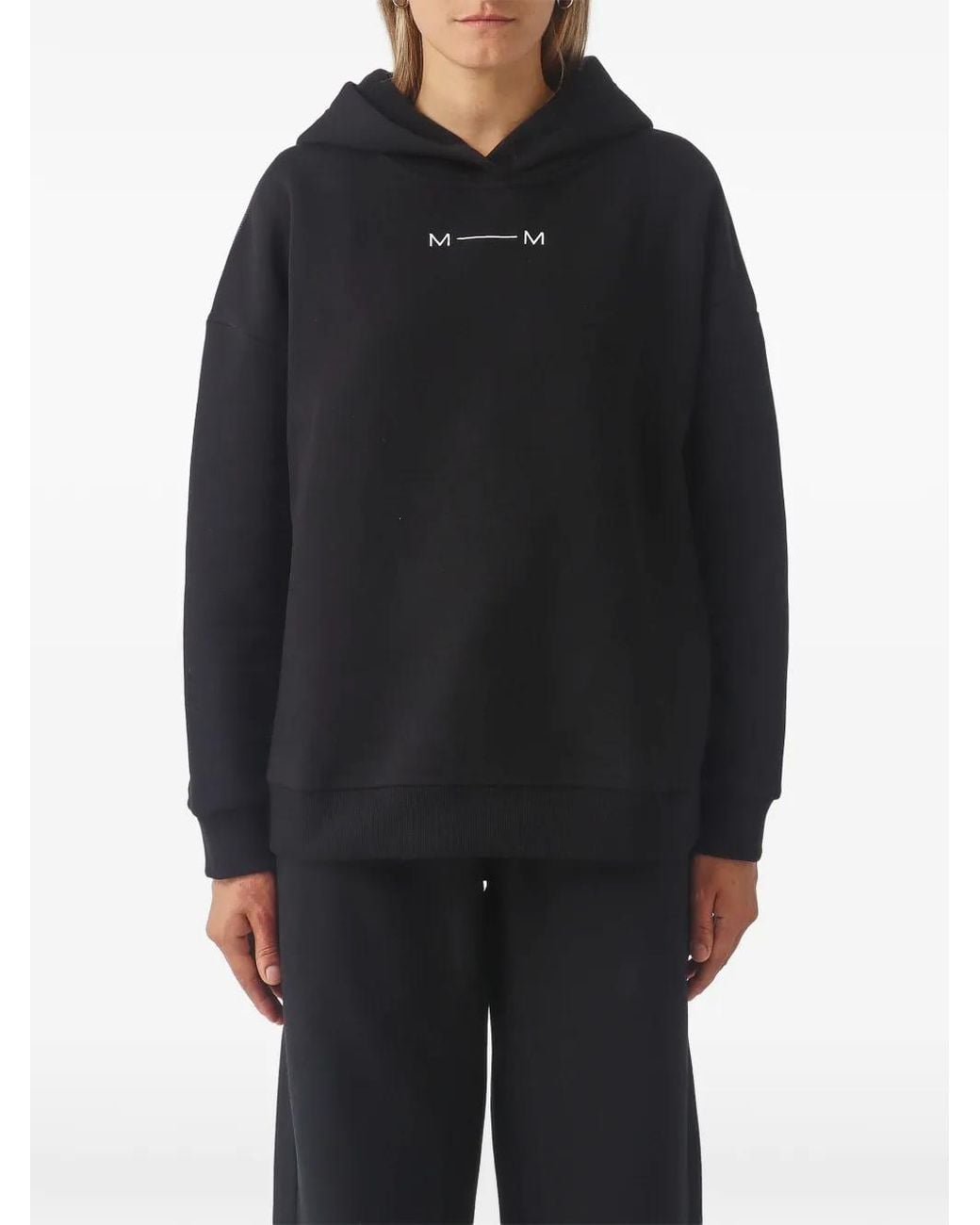 Max Mara Black Logo-Print Jersey Hoodie