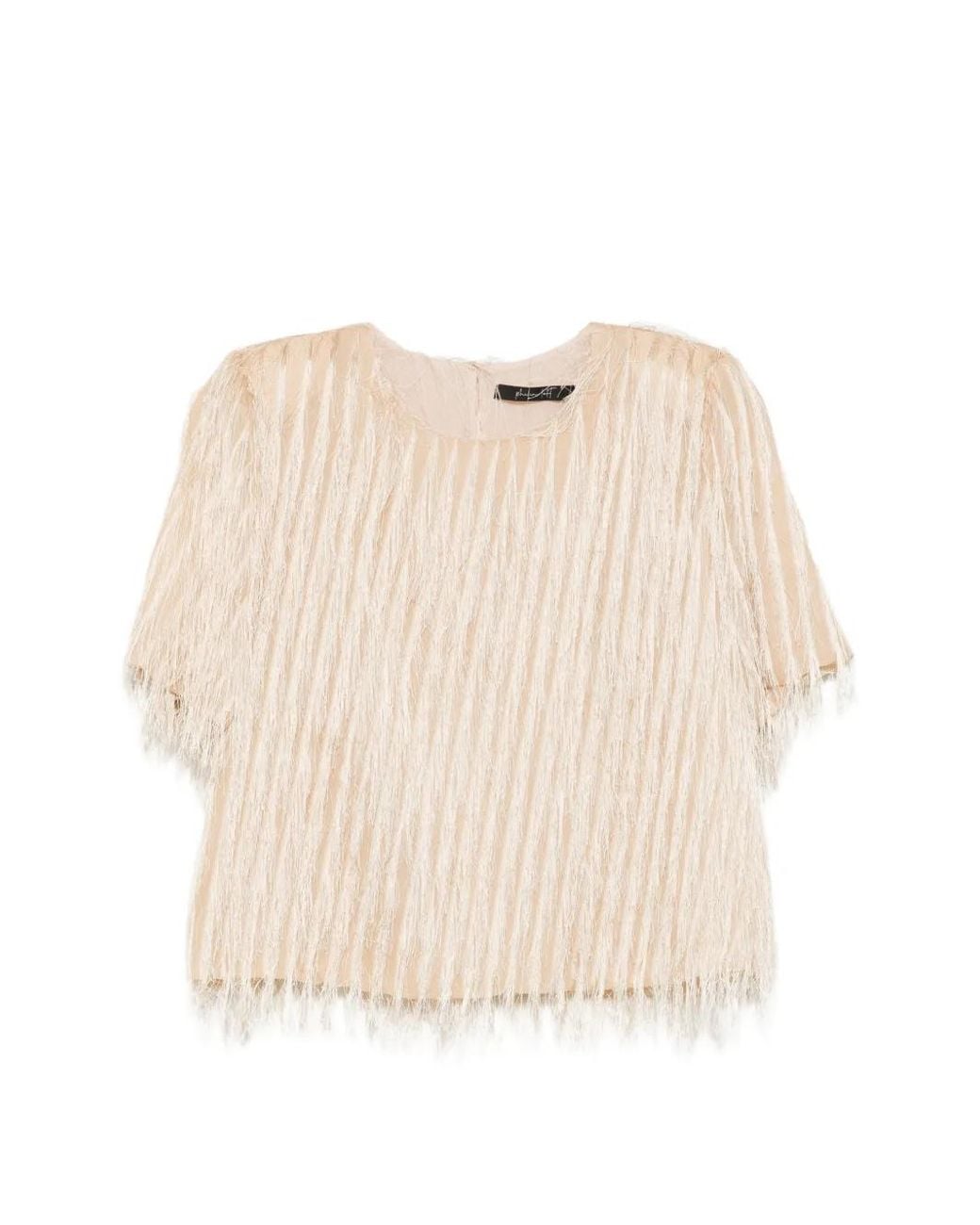 PHILIA LOFT Natural Fringe-Detail Blouse
