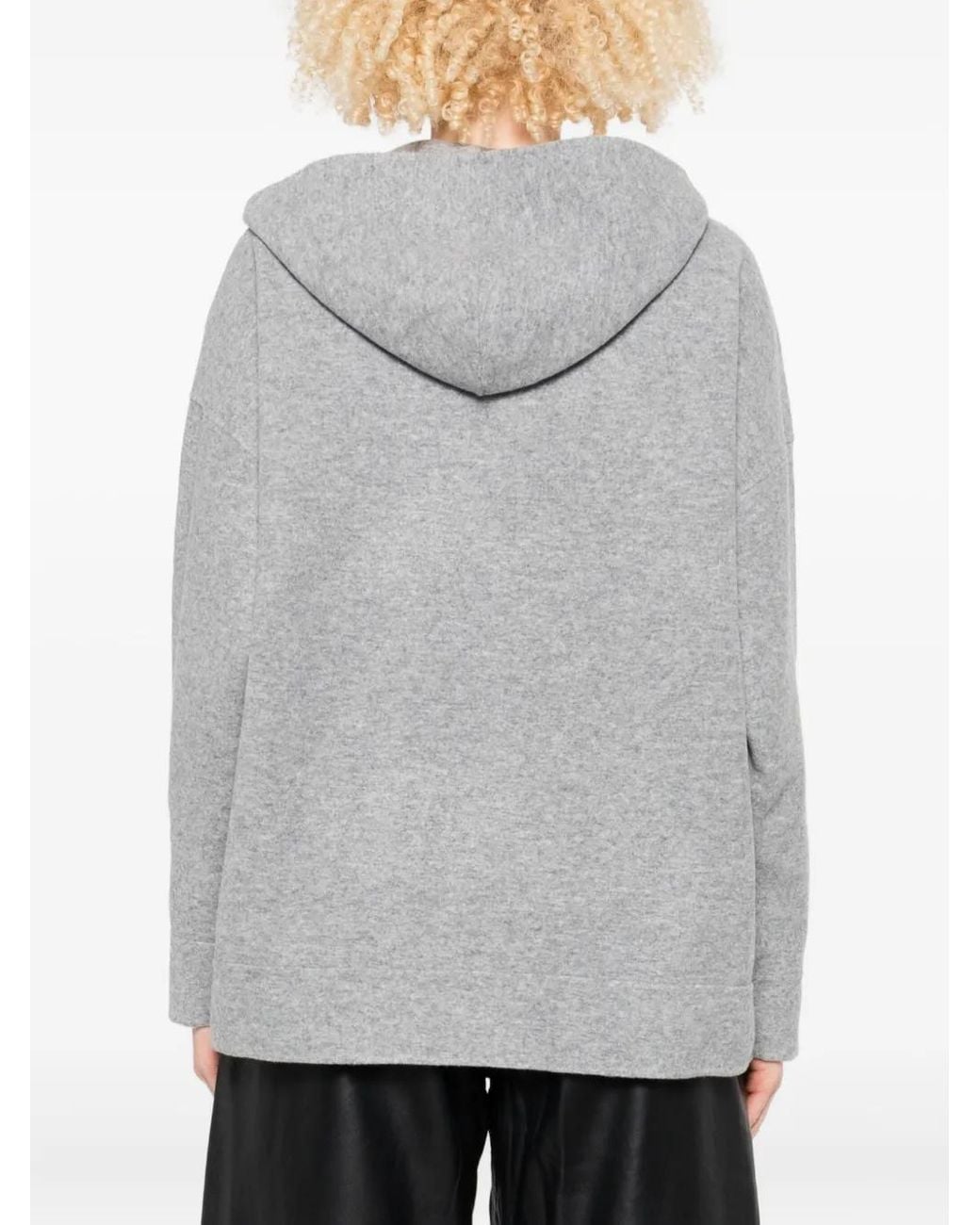 Max Mara Gray Zip-Up Wool-Blend Hoodie