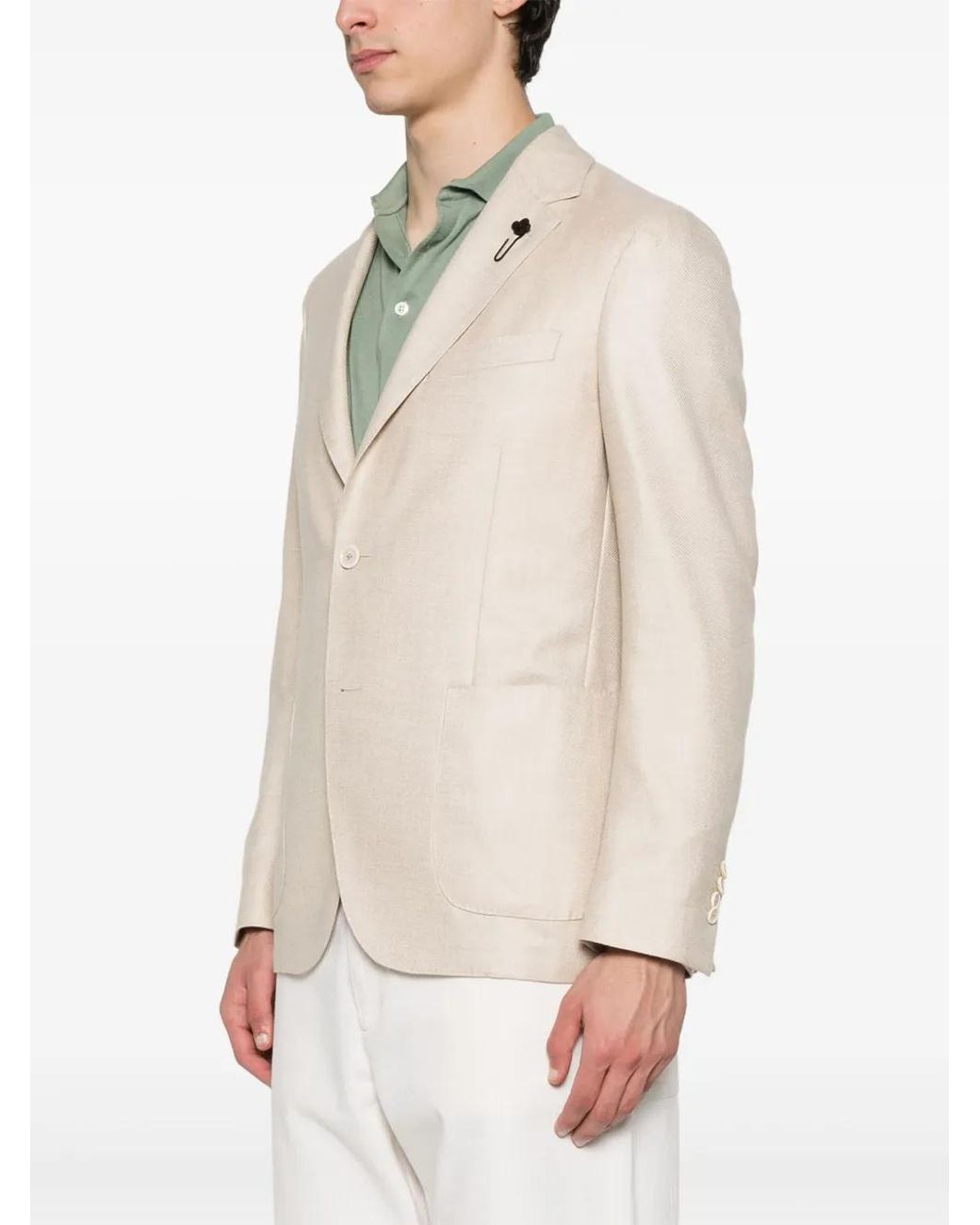 Lardini Natural Single-Breasted Blazer for men