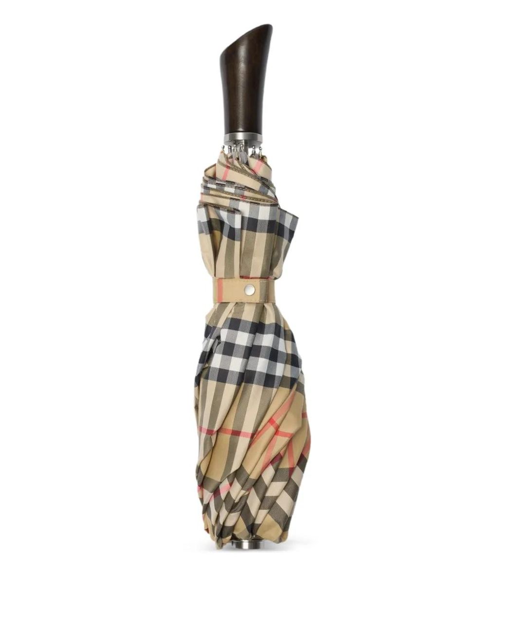 Burberry White Checked Folding Umbrella