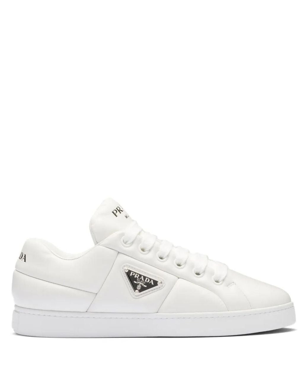 Prada White Triangle-Logo Padded Sneakers