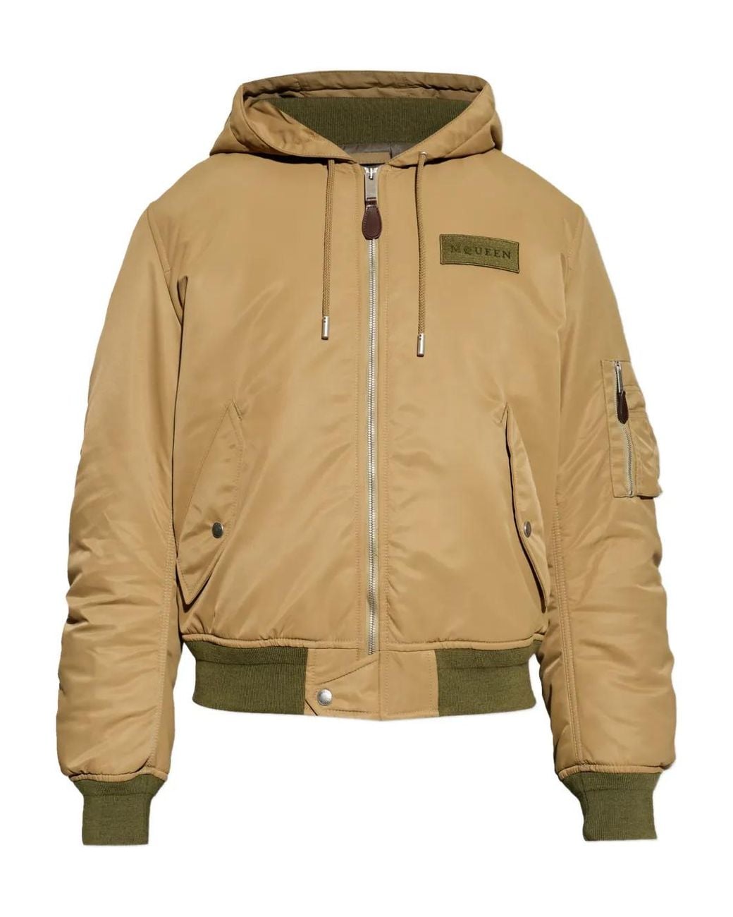 McQueen Jassen ,Bruin ,Nylon Hooded Nylon Jacket in het Natural voor heren