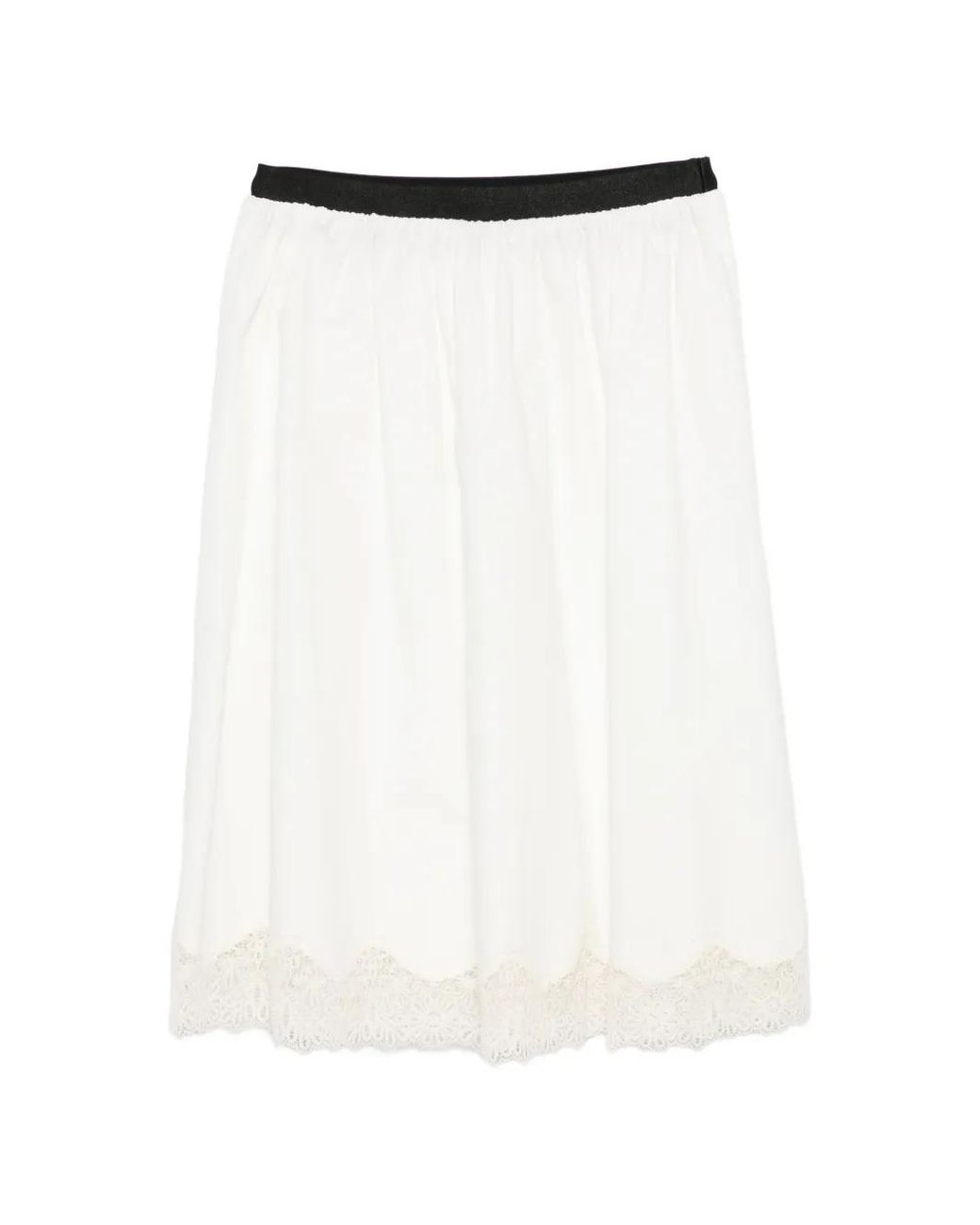 Maje White Tailored Skirt With Lace