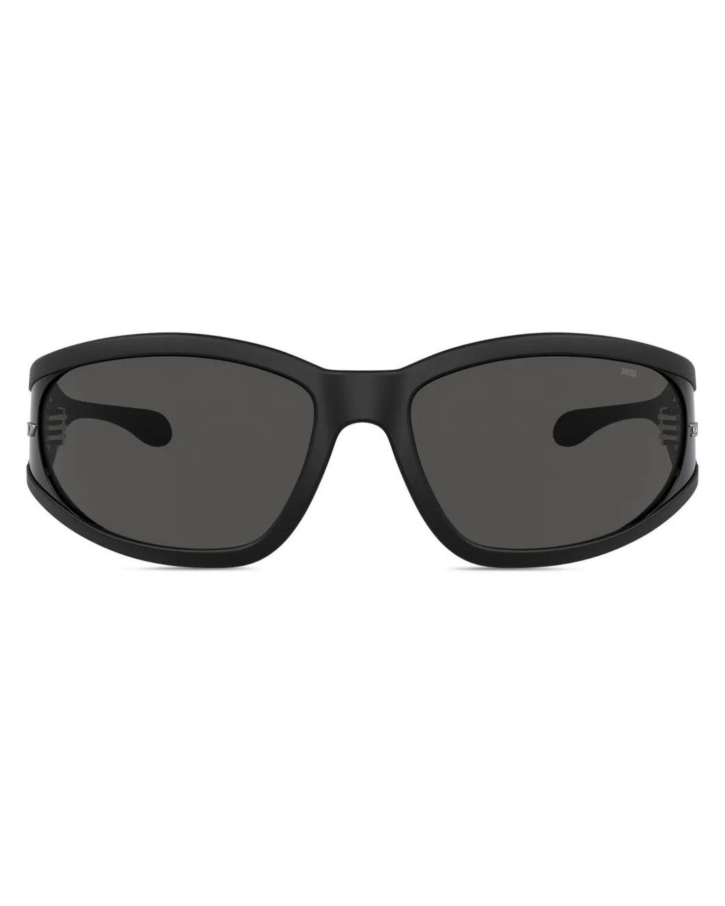DIESEL Black 0Dl3002 Logo-Plaque Wraparound Sunglasses