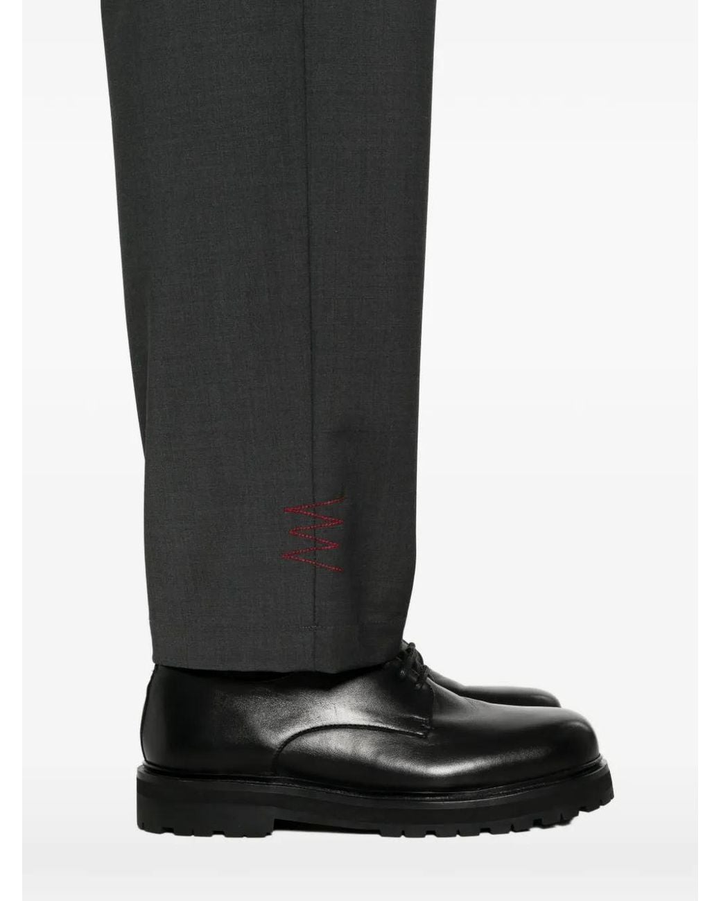 Amaranto Gray Drawstring-Waist Straight-Leg Trousers for men