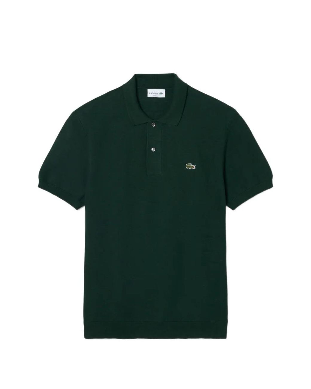 Lacoste Green Logo-Patch Knit Polo Shirt for men