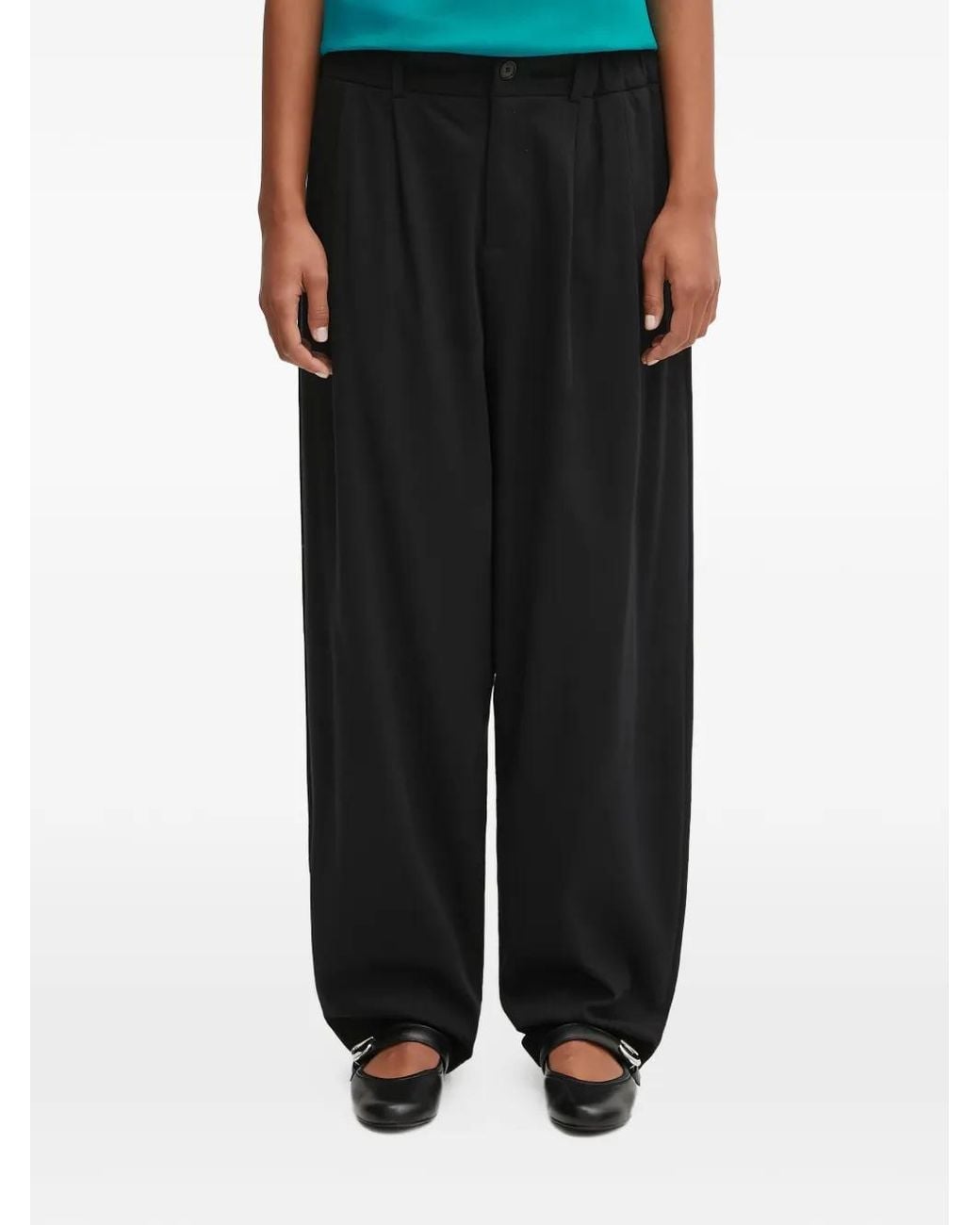 PANGAIA Black Pleated Trousers
