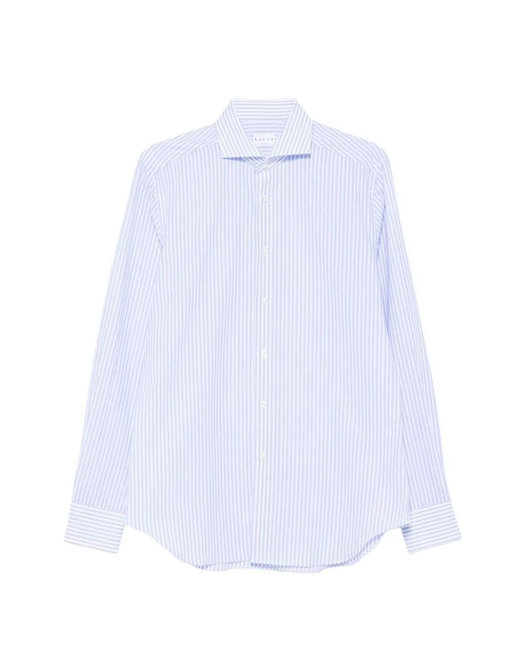 Xacus White Vertical-Stripe Spread-Collar Shirt for men