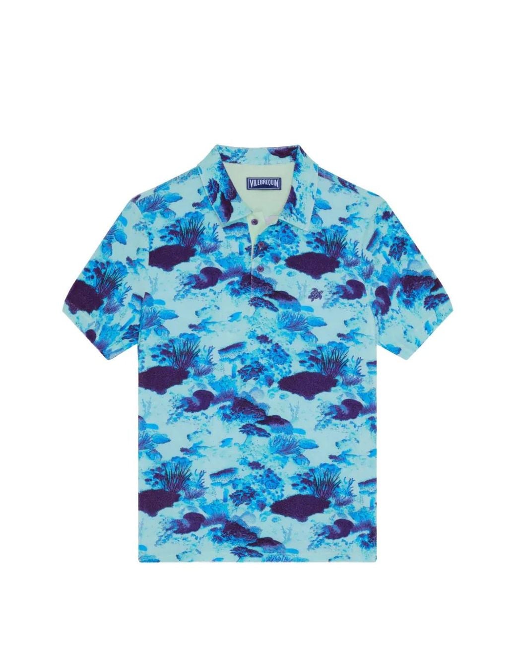 Vilebrequin Blue Coral Reef Terry Polo Shirt for men