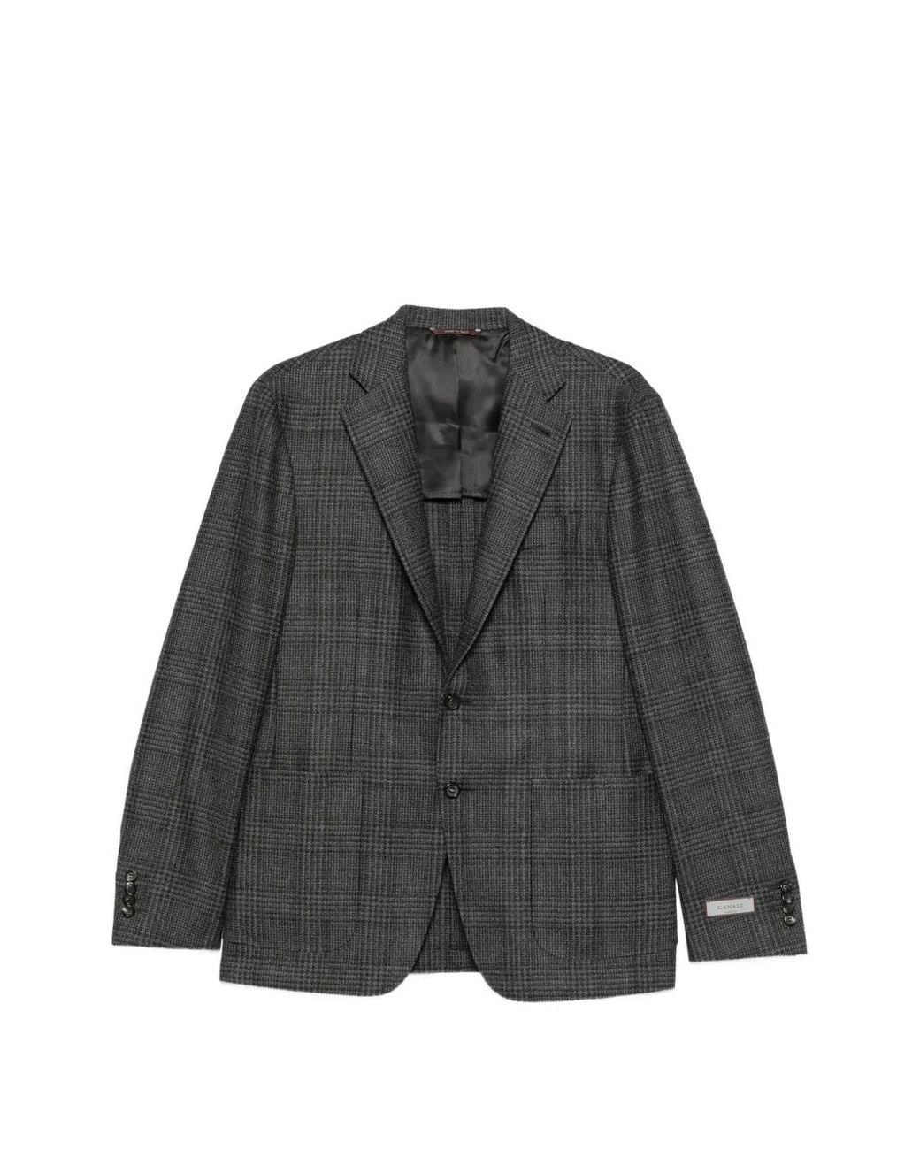 Canali Gray Prince Of Wales Check Blazer for men