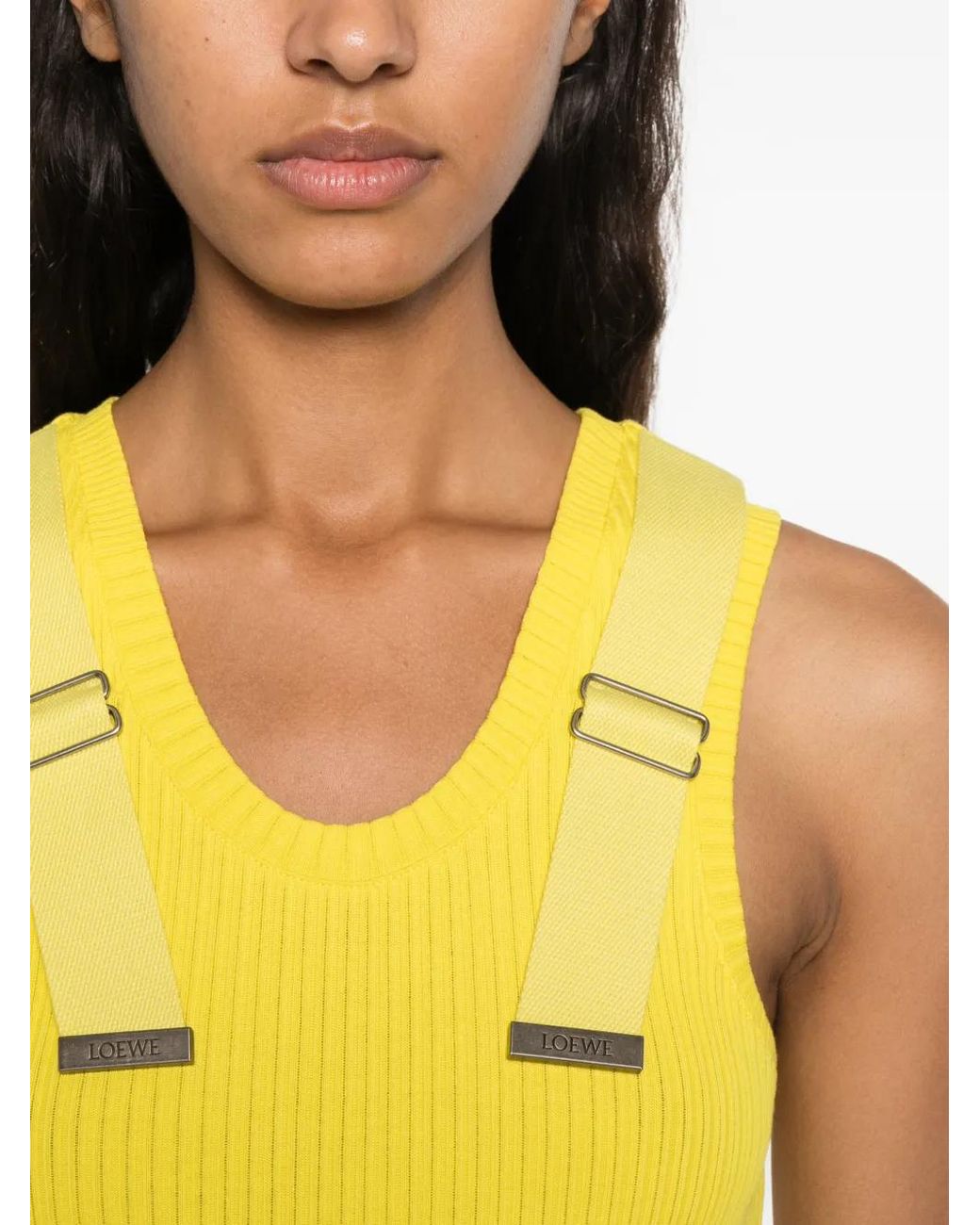 Loewe Yellow Buckle-Detail Ribbed Tank Top