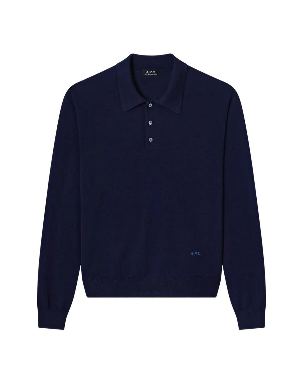 A.P.C. Blue Virgin Wool T-Shirt Polo for men