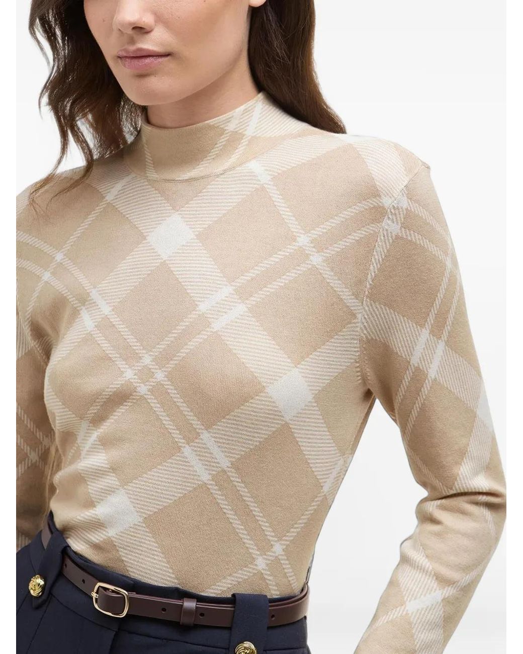 Barbour Blue Savannah Argyle High-Neck Top