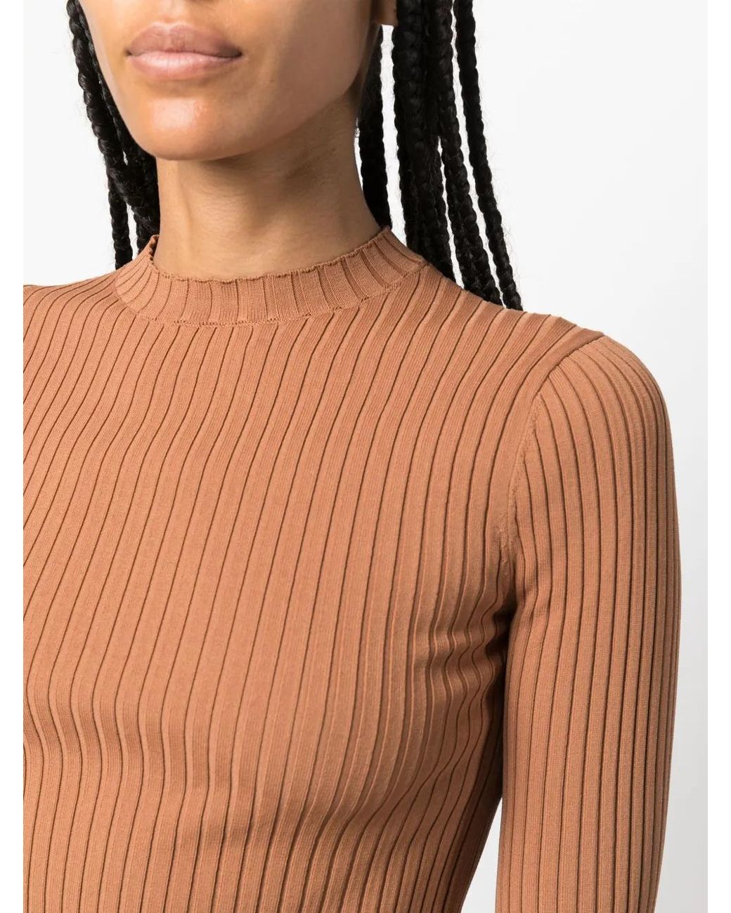 Nanushka Brown Bardia Ribbed Knitted Top