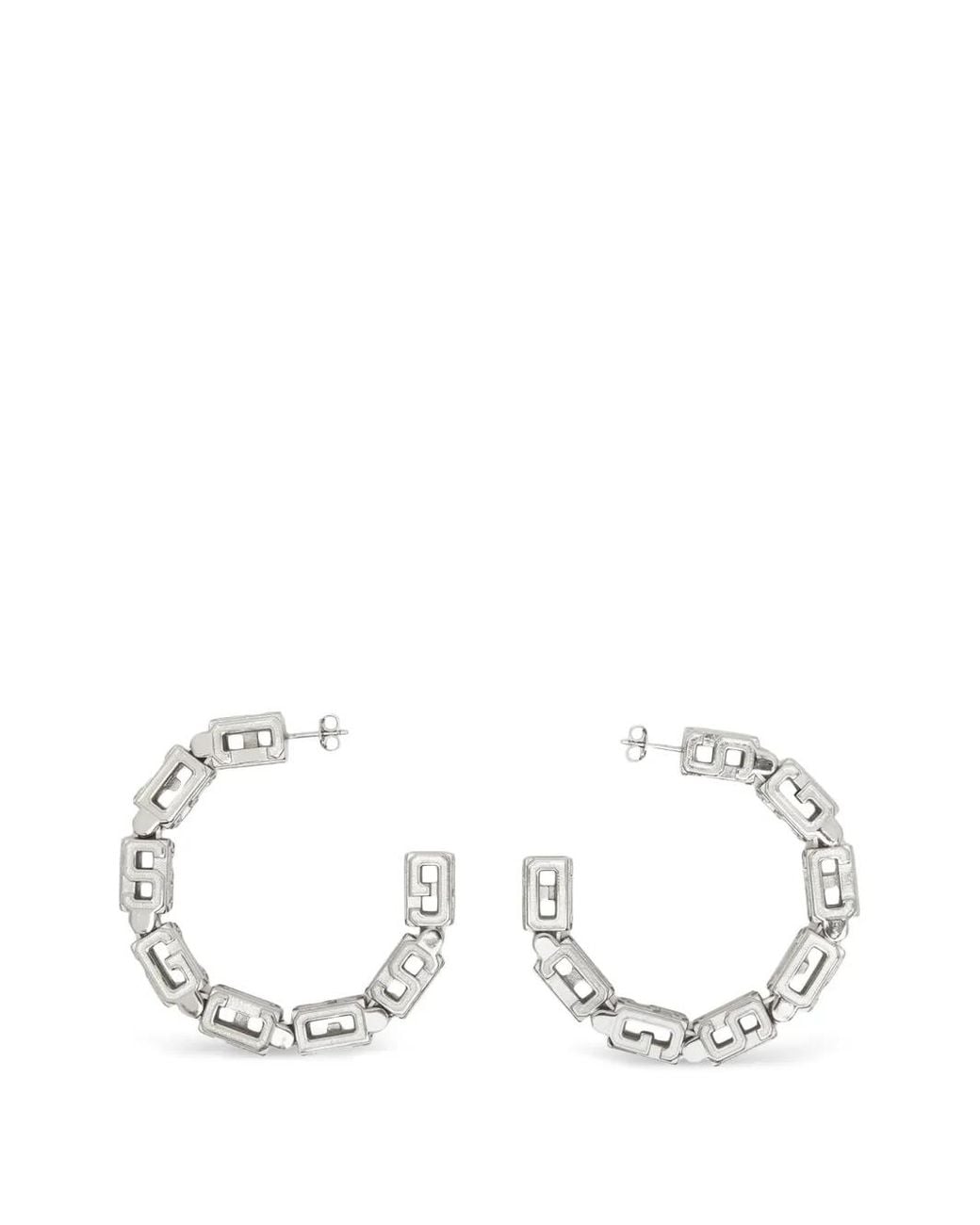 Gcds White Cube-Logo Half-Hoop Earrings
