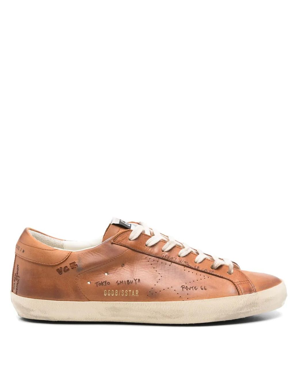 Golden Goose Deluxe Brand Pink Super Star Leather Upper With Jorney Print Forated Star S for men
