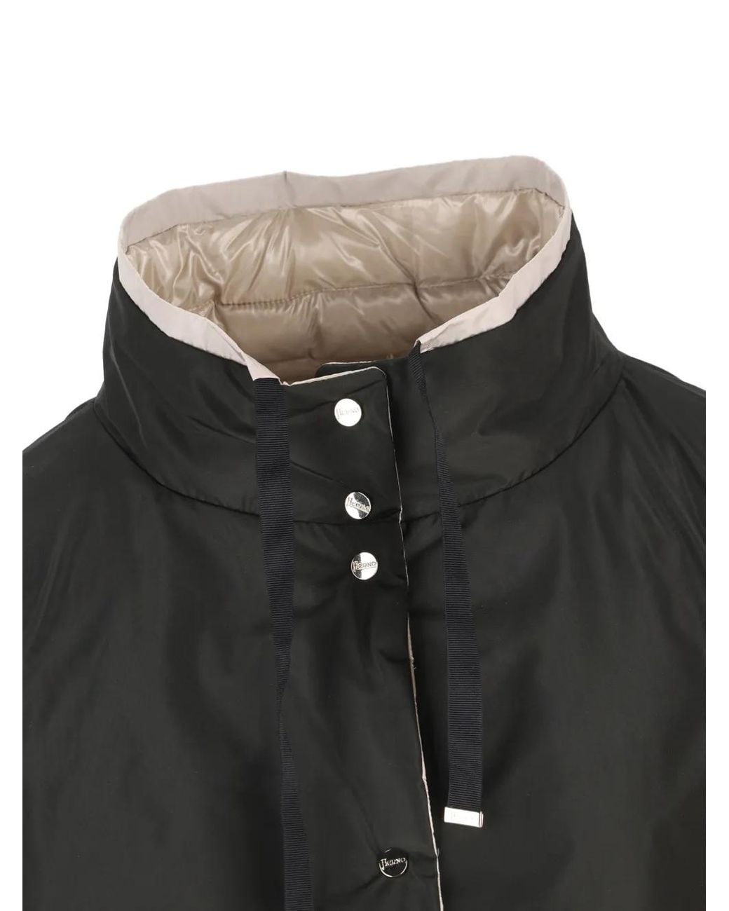 Herno Black Drawstring High-Neck Jacket