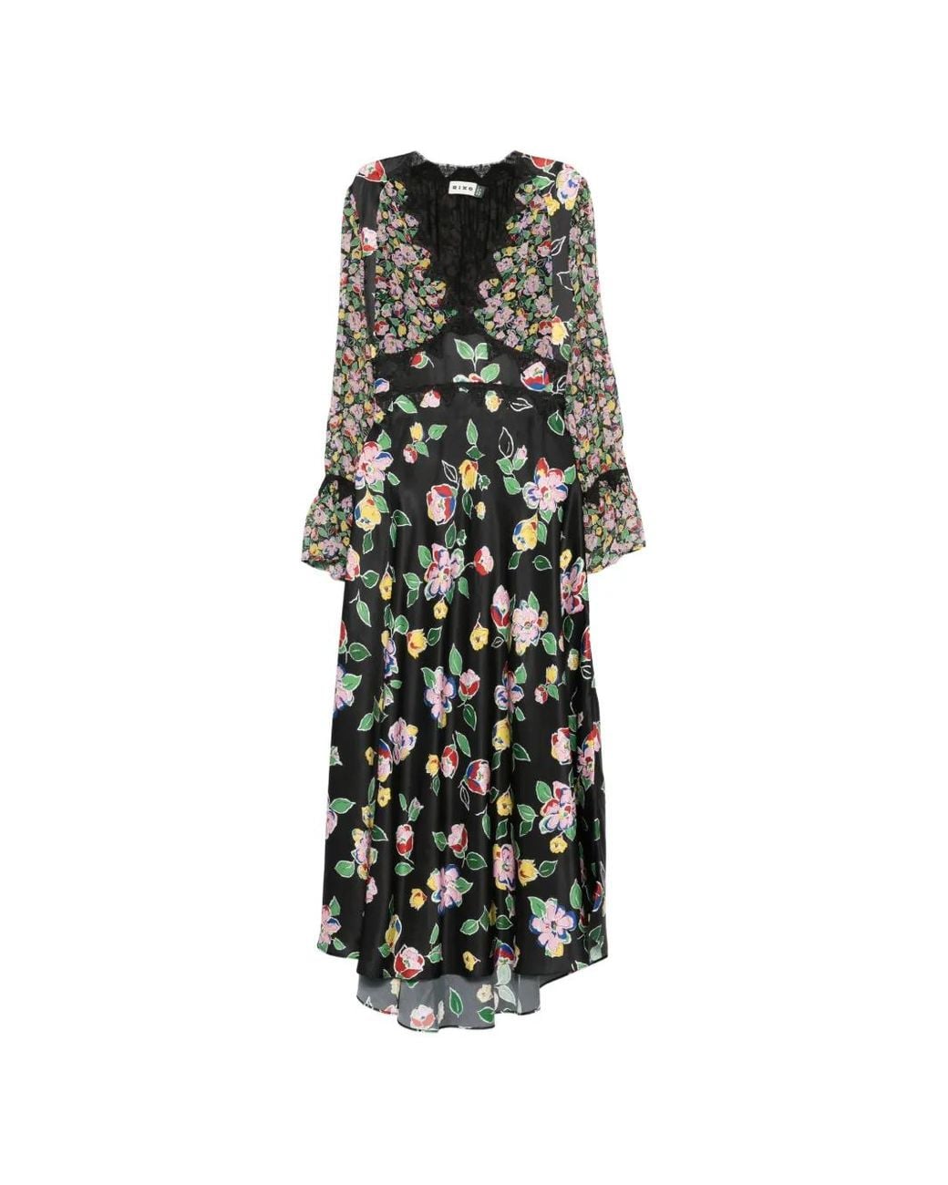 Rixo White Lace-Detail Floral-Print Maxi Dress