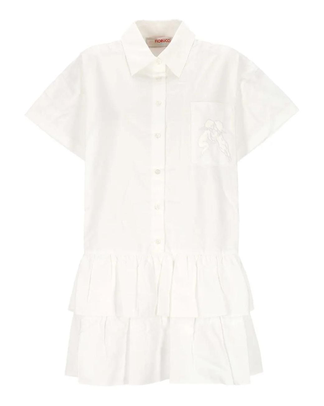 Fiorucci White Ruffled Angels-Detail Shirt Dress