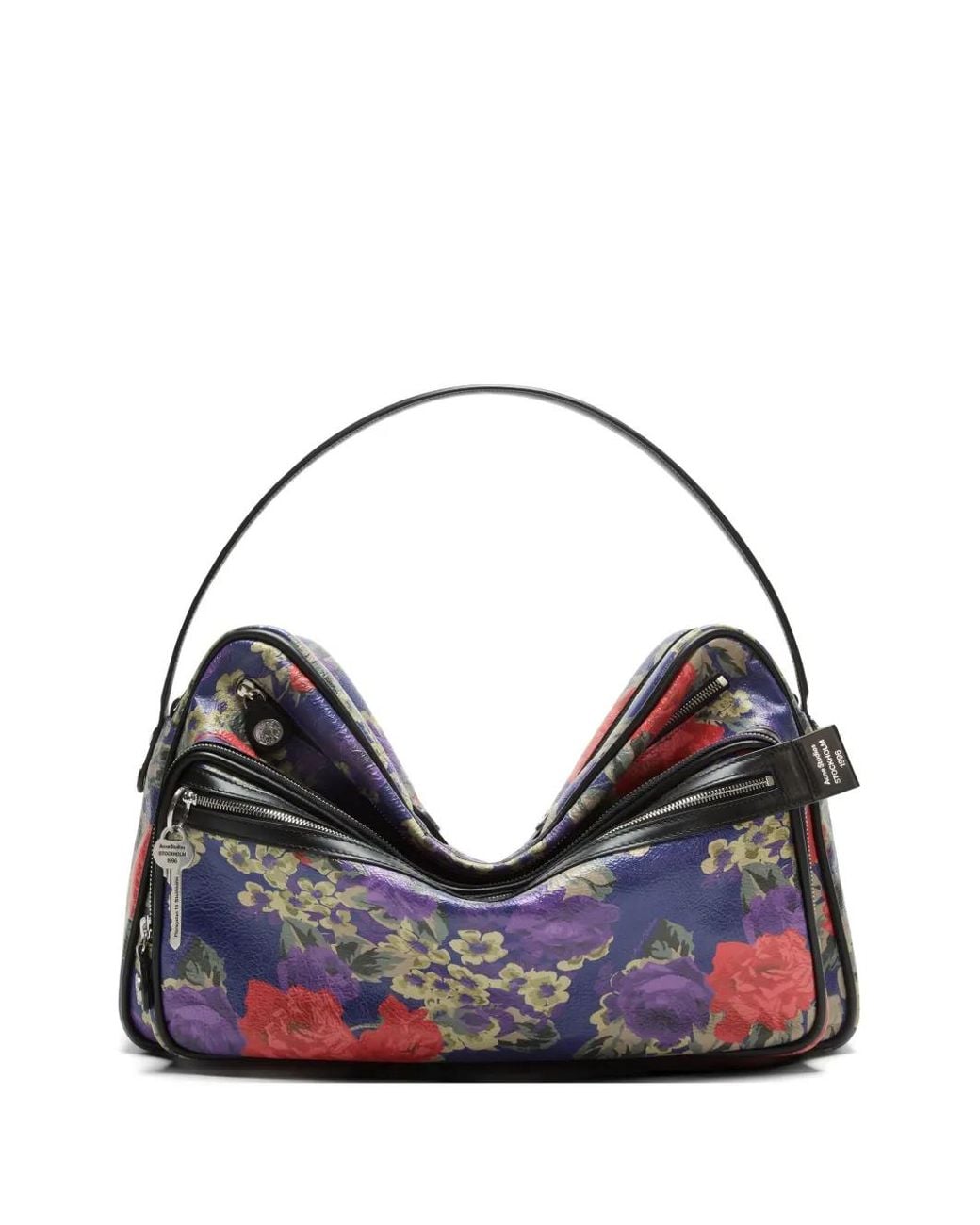 Acne Blue Camero Camera Floral Zip Shoulder Bag