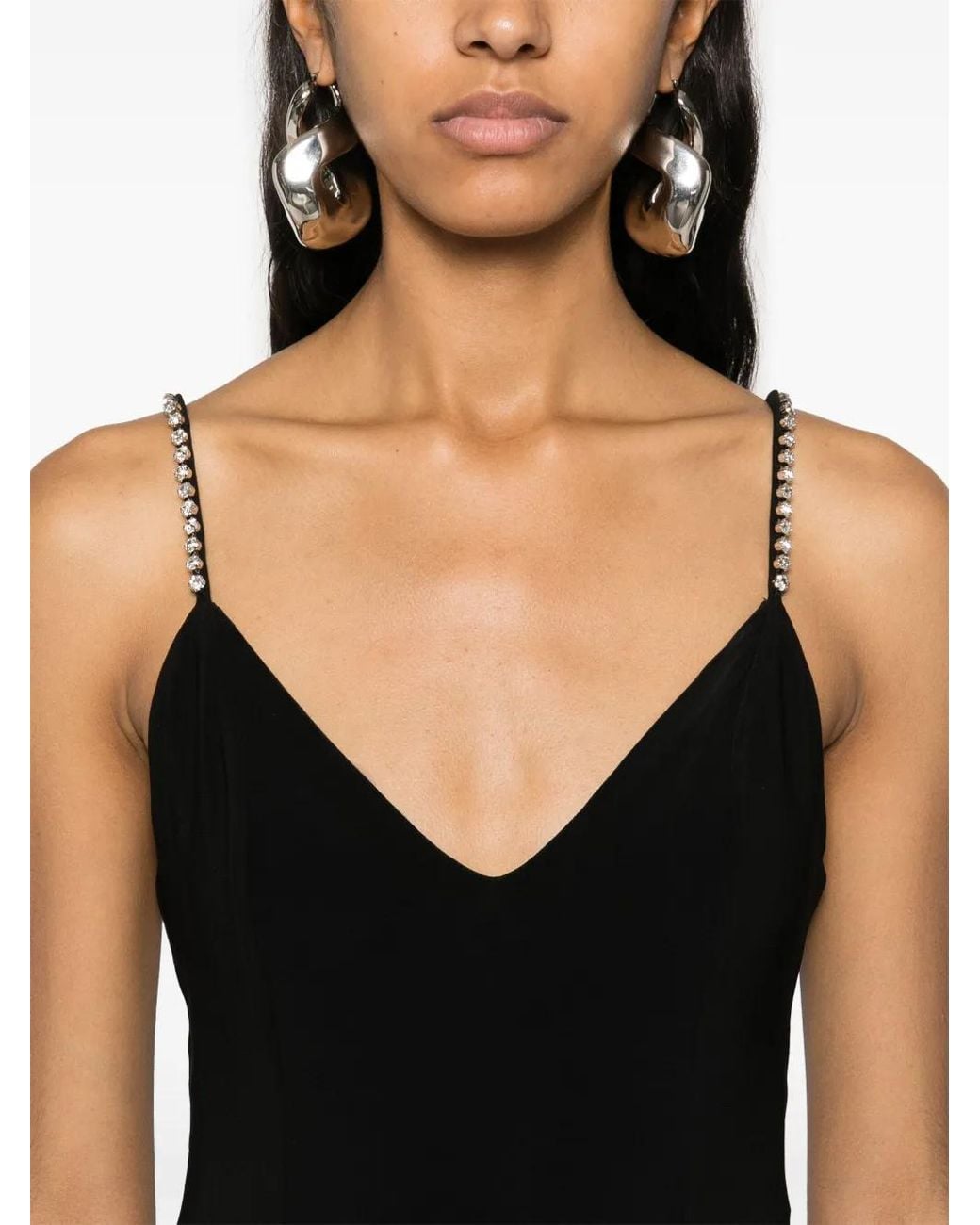 Nissa Black Ruffled Chiffon Maxi Dress