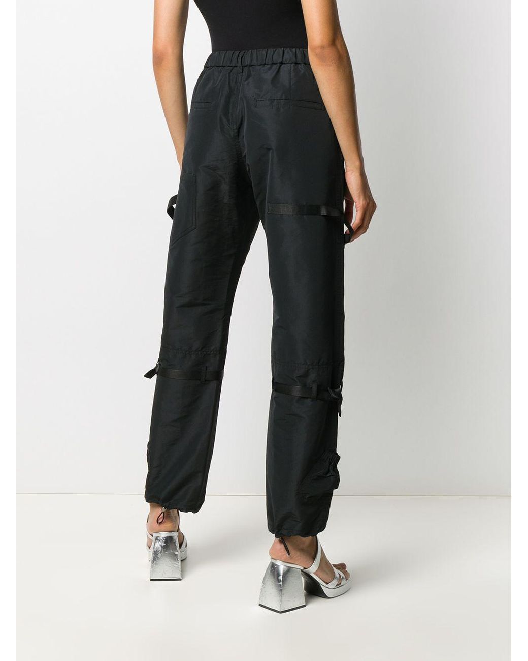 denim cargo pants with side strap