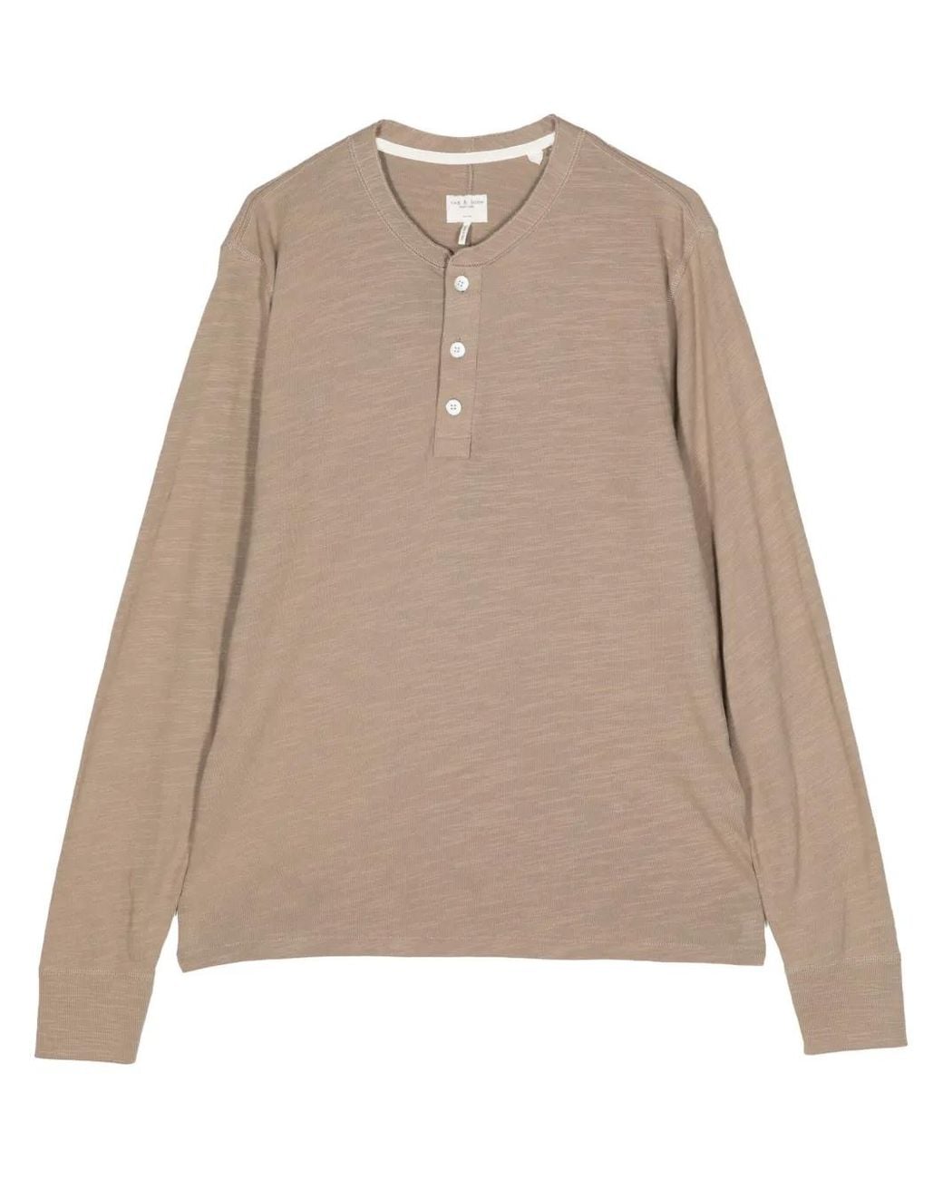 Rag & Bone Natural Henley Cotton T-Shirt for men