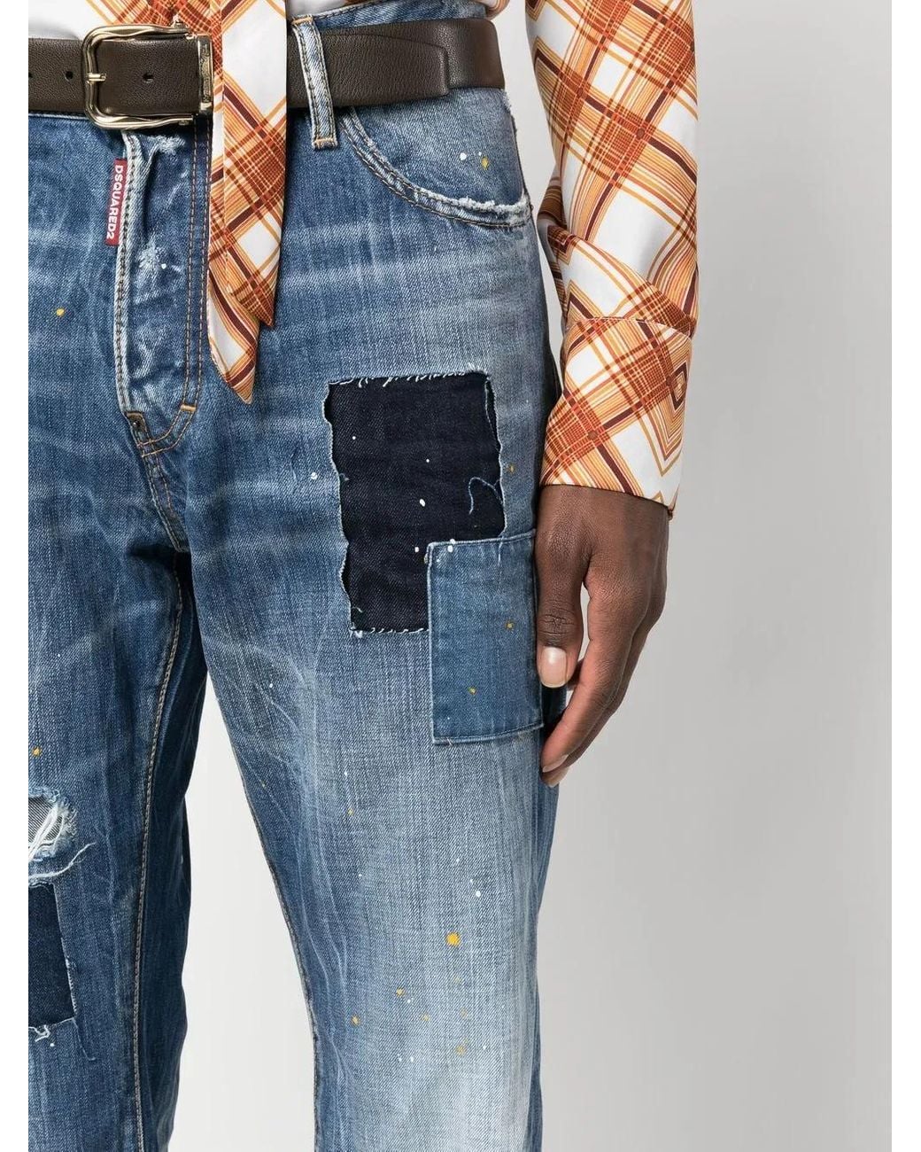 Distressed-effect patchwork jeans DSquared² de hombre de color Blue