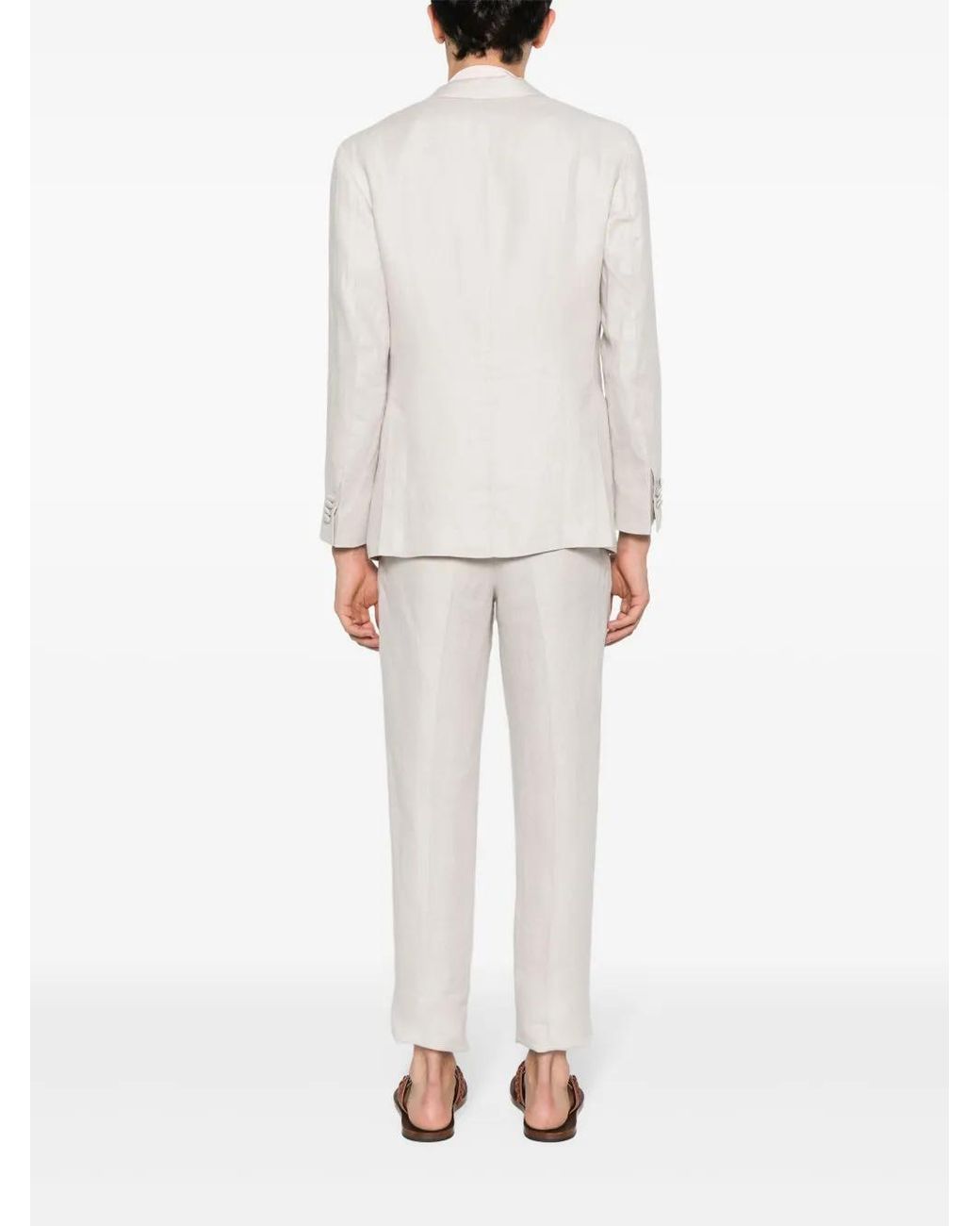 Boglioli White Single-Breasted Linen Suit for men