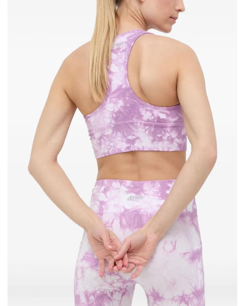 DKNY Purple Tie-Dye Ruched-Detail Sports Bra